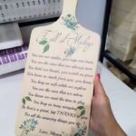 Personalised Printed Wooden Beech Cutting Board with Handle - 39.5cmx18.5cmx1.5cm