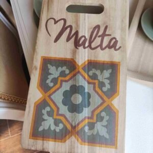 Love Malta Wooden Cutting Board - Maltese Tiles