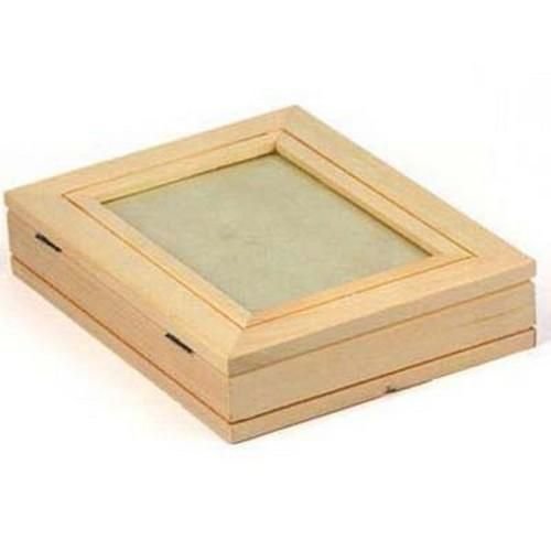 Wooden box flat with picture frame