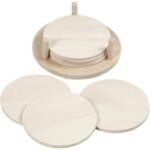 Wooden coaster set 6pc in holder