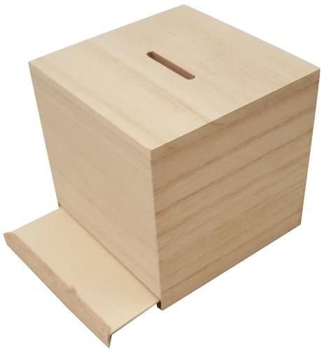 Wooden Moneybox square - 8,7cm x 8,6cm x 8,4cm