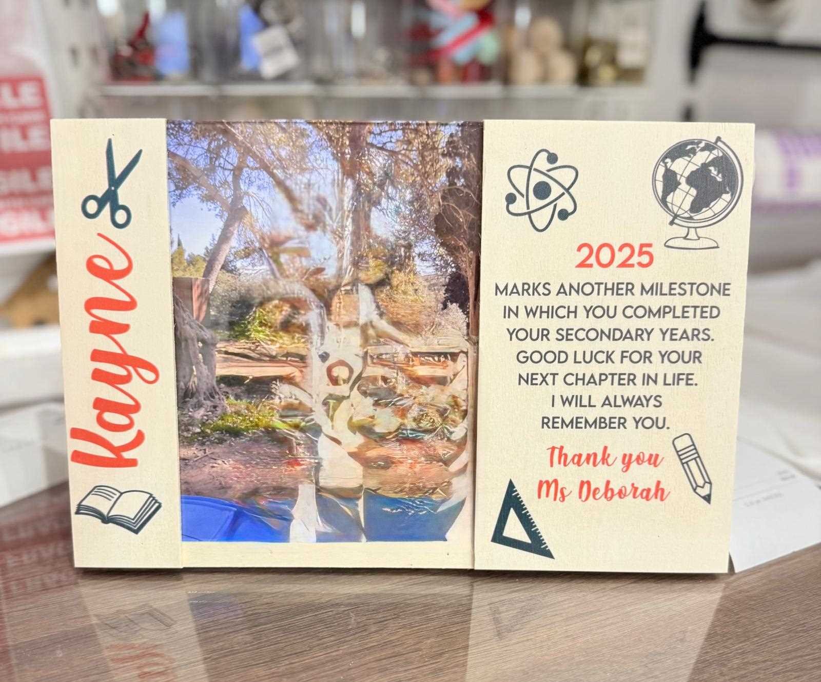 Wooden Frame - Print on wood School Theme