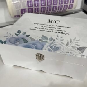 Wooden Keepsake Box - Blue Roses Design