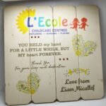 Wooden Slatted Board - Thank you Childcare - 30x30x1.7cm