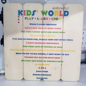 Wooden Slatted Board - Thank you Childcare - 30x30x1.7cm