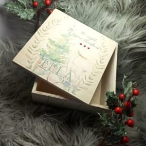 Christmas Eve Wooden Box - 18x18x11cm