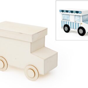 Wooden Box Truck - 22x10x13CM with wheels D.5.5cm (Not painted - in wood finish)