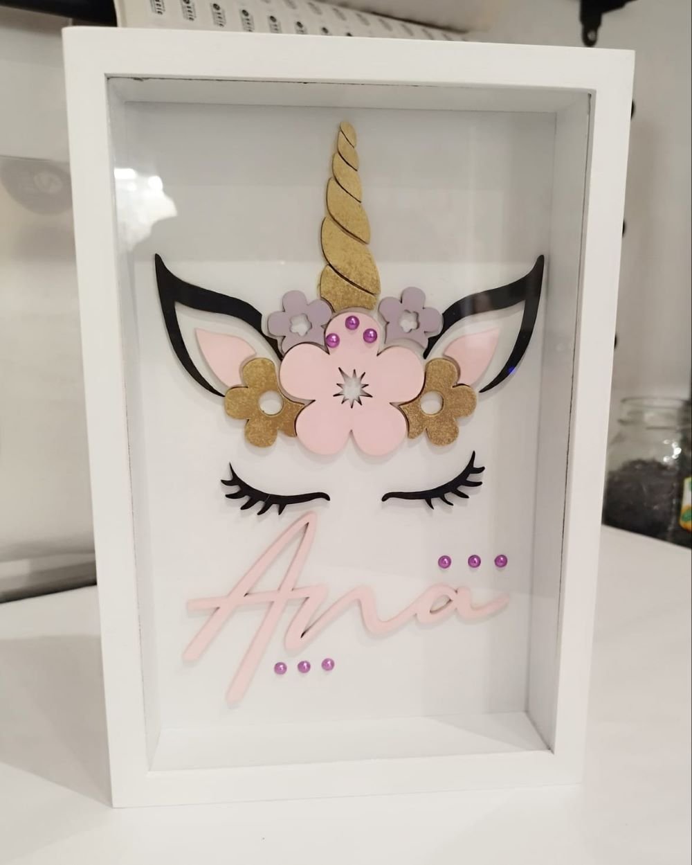 Baby Box Frame with Glass - Unicorn Theme