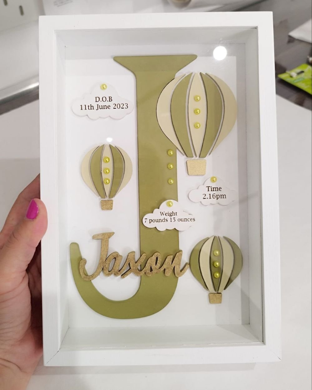 Baby Box Frame with Glass - Hot Air Ballon Theme - Image 10