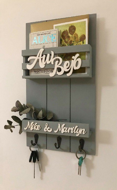 Personalised Key Holder Board with 3 Hangers - Image 17
