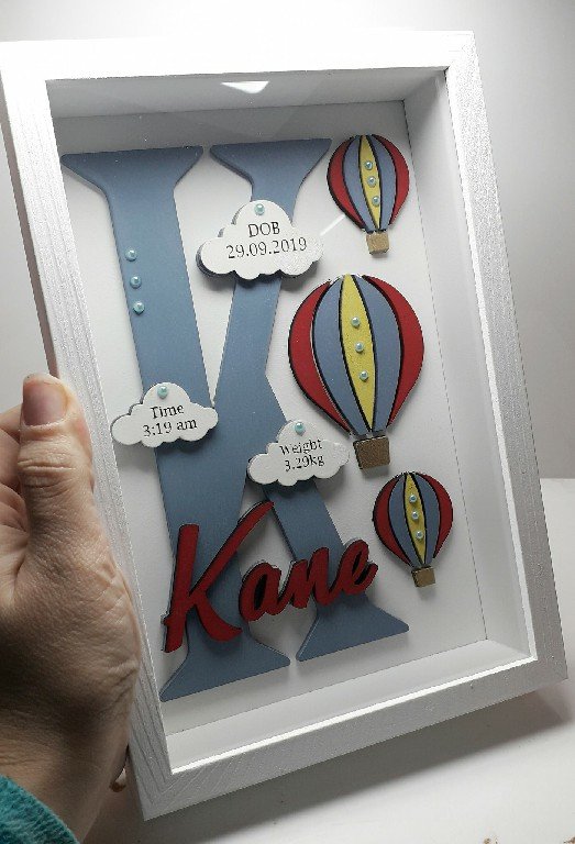 Baby Box Frame with Glass - Hot Air Ballon Theme - Image 3