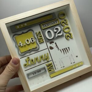 Baby Box Square Frame with Glass - Zebra Theme