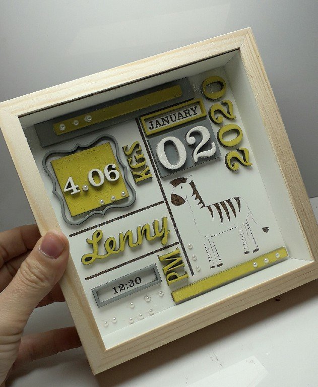 Baby Box Square Frame with Glass - Zebra Theme