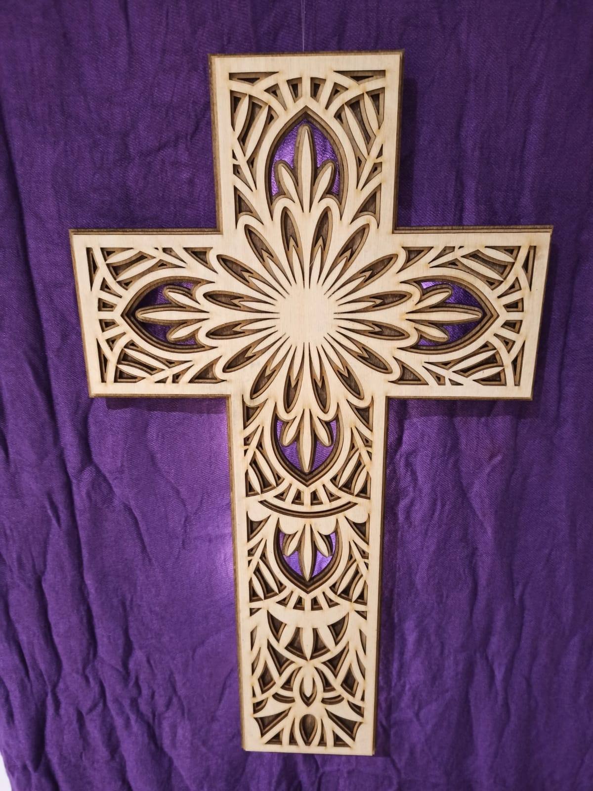 Large Wooden Cross with LED lights