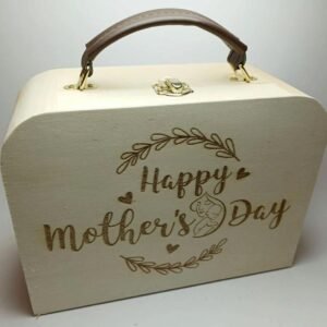 Wooden Carry Case with Leather Handle - Happy Mother's Day