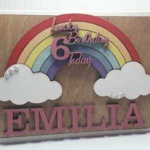Wooden Card - Rainbow Theme - Girl
