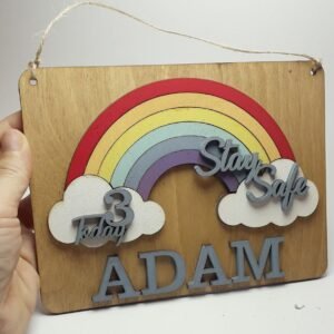 Wooden Card - Rainbow Theme - Boy