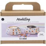 Mini Craft Kit Modelling, Candle holders, white,