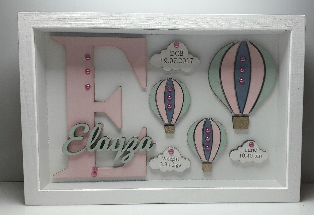 Baby Box Frame with Glass - Hot Air Ballon Theme - Image 4