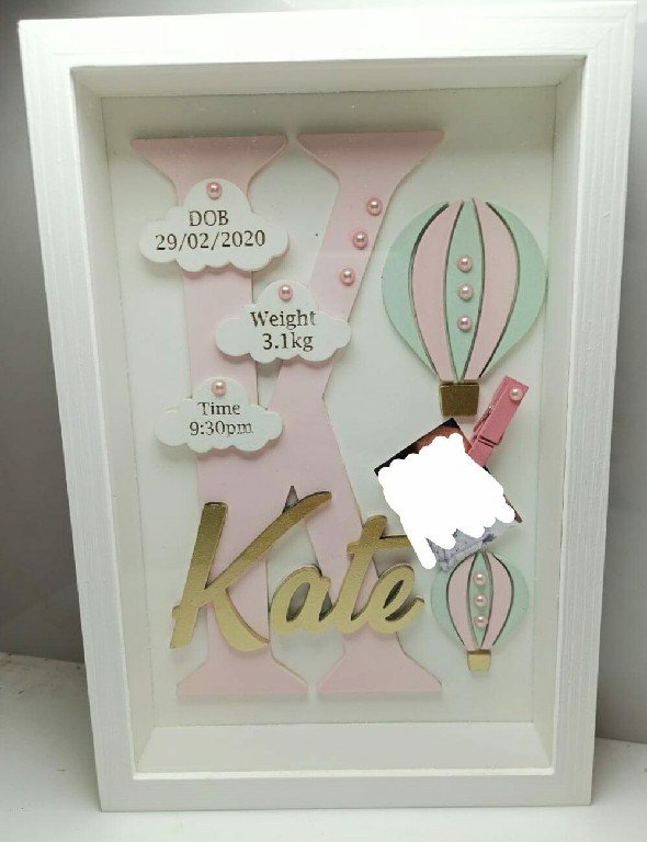 Baby Box Frame with Glass - Hot Air Ballon Theme - Image 5