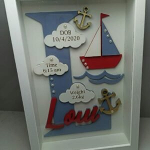 Baby Box Frame with Glass - Sailing Boat Theme