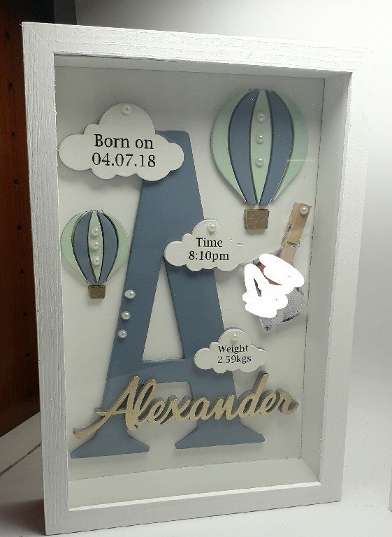 Baby Box Frame with Glass - Hot Air Ballon Theme - Image 6