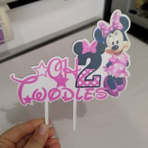 Wooden Cake Topper - Minnie Mouse 'Oh Twodles'