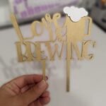 Wooden Cake Topper - Love Brewing