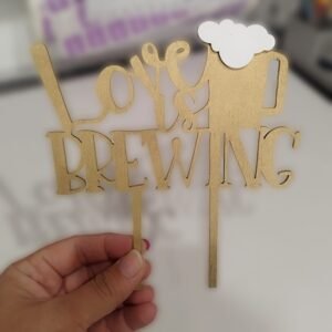 Wooden Cake Topper - Love Brewing