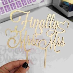 Wooden Cake Topper – Finally Mrs and Mrs