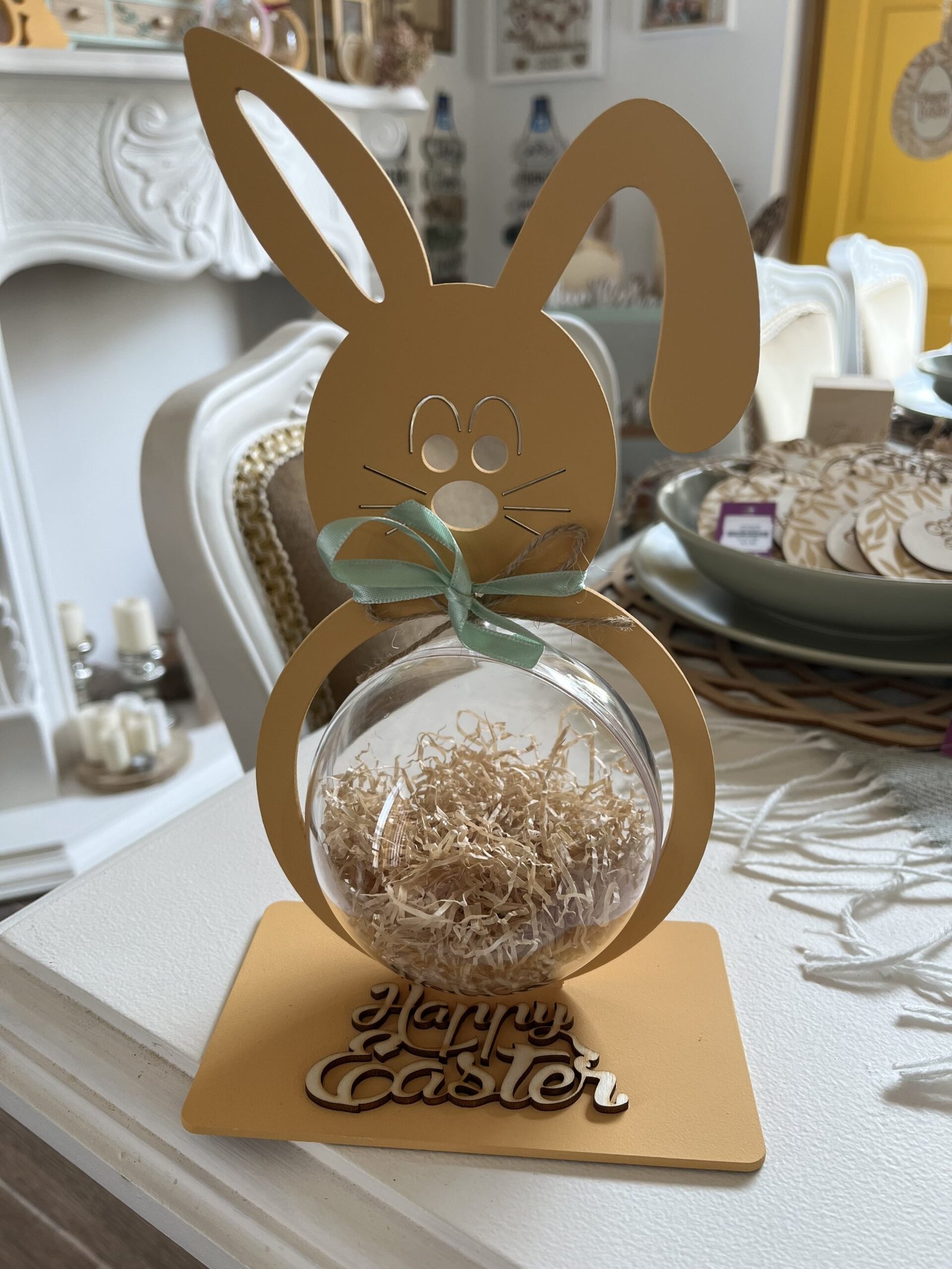Standing Rabbit with Bauble 'Happy Easter' (Chocolates not Included)