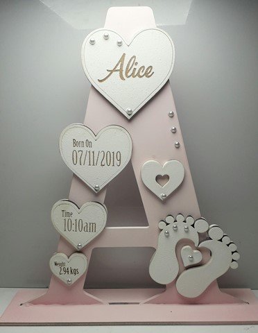 Standing Initial - Footprints & Hearts (Girl) - Image 2