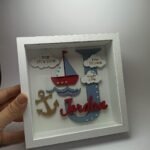 Baby Box Square Frame with Glass - Sailing Boat Theme