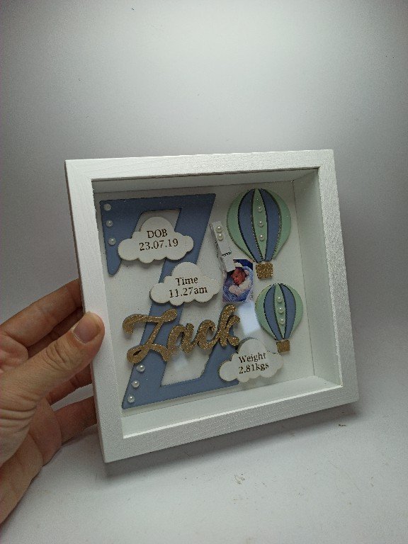 Baby Box Square Frame with Glass - Hot Air Ballon Theme - Image 7
