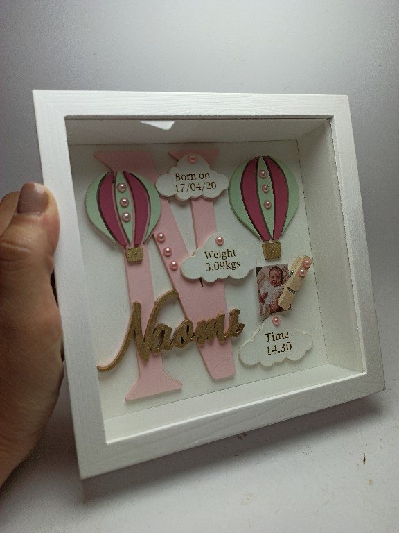 Baby Box Square Frame with Glass - Hot Air Ballon Theme - Image 6