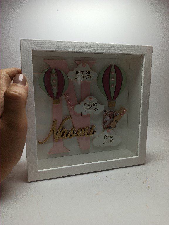 Baby Box Square Frame with Glass - Hot Air Ballon Theme - Image 8