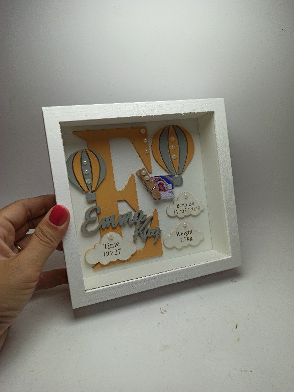 Baby Box Square Frame with Glass - Hot Air Ballon Theme - Image 9