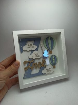 Baby Box Square Frame with Glass - Hot Air Ballon Theme - Image 4