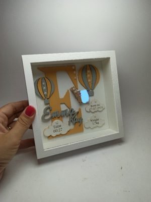 Baby Box Square Frame with Glass - Hot Air Ballon Theme - Image 2
