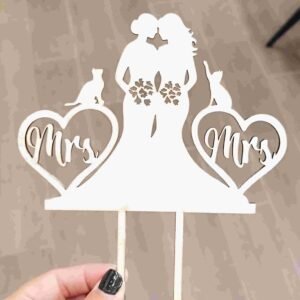 Wooden Cake Topper – Mrs and Mrs