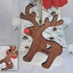 Christmas Hanging Bauble - Red Nose Hanging Reindeer – Wood with wax finish