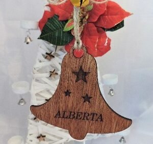 Christmas Hanging Bauble - Bell - Wood with wax finish