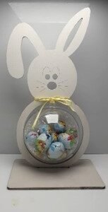 Standing Rabbit with Bauble and Personalised Text (Chocolates not Included)
