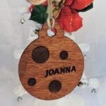 Christmas Hanging Bauble - Round with circles - Wood with wax finish