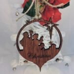 Christmas Hanging Small Nativity Bauble – Wood with wax finish
