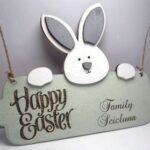 Easter Bunny Holding Sign