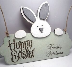Easter Bunny Holding Sign