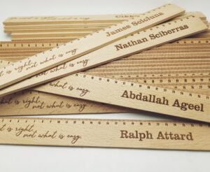 Wooden Ruler with Engraving - 31x3.3x0.5cm
