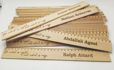 Wooden Ruler with Engraving - 31x3.3x0.5cm
