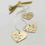 Wedding Bouquet Memory Charm - Hearts in gold with ribbon